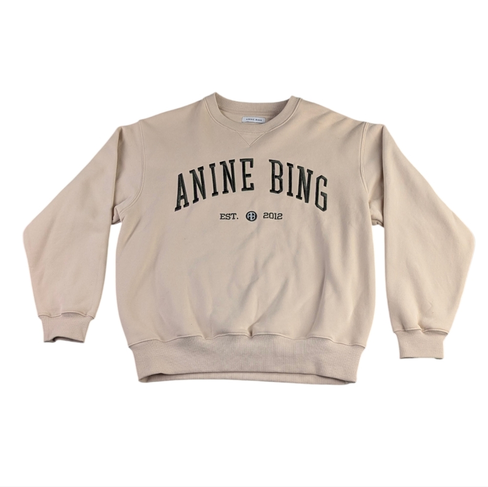 Anine Bing Dylan University Logo Sweatshirt Large 100% Cotton F268 - Picture 2 of 8